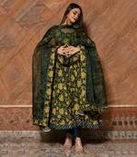 Idika Green Block Anarkali Set