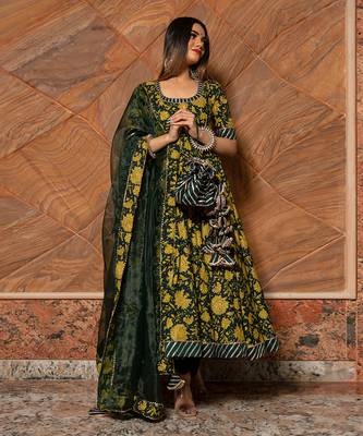 Idika Green Block Anarkali Set 5