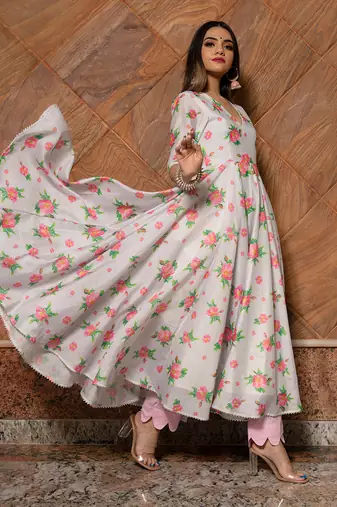 Flamingo Chanderi Anarkali Set