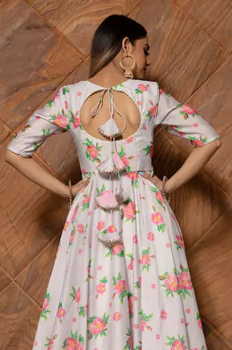 Flamingo Chanderi Anarkali Set