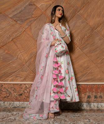 Flamingo Chanderi Anarkali Set 4