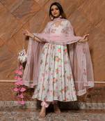 Flamingo Chanderi Anarkali Set