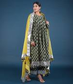 Aafia Block Printed Anarkali Set
