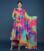 Rainbow Organza Anarkali Set