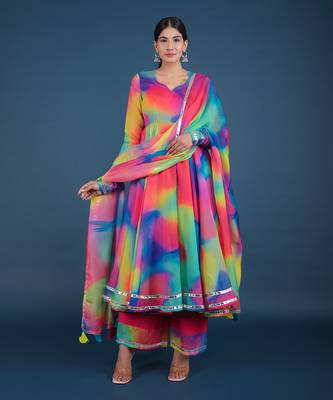 Rainbow Organza Anarkali Set 2