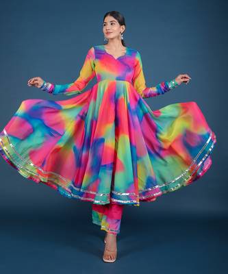 Rainbow Organza Anarkali Set 3