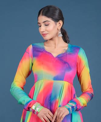 Rainbow Organza Anarkali Set 4