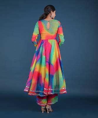 Rainbow Organza Anarkali Set 5