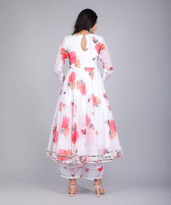 Aanchal Red Phool Organza Anarkali Set 4
