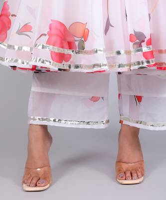 Aanchal Red Phool Organza Anarkali Set 5