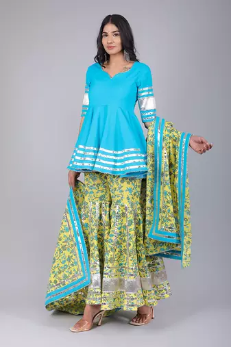 Paisely Jaal Cotton Sharara Set