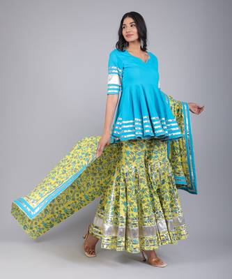 Paisely Jaal Cotton Sharara Set 3