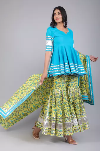 Paisely Jaal Cotton Sharara Set