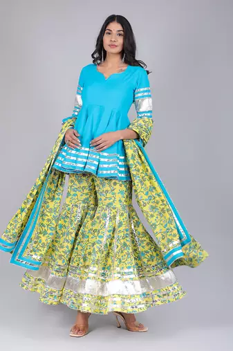 Paisely Jaal Cotton Sharara Set