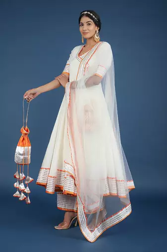 Noor Off White Angrakha Set