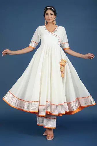 Noor Off White Angrakha Set