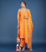 Zoya Orange Taffeta Silk Kurta Set