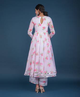 Pink Lily White Anarkali Set 4