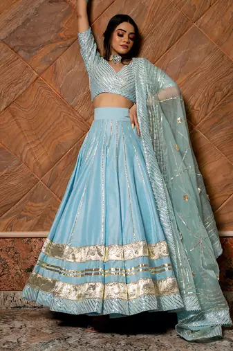 Ayesha Blue Lehenga Set