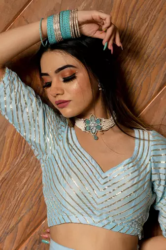 Ayesha Blue Lehenga Set