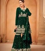 Designer Heavy Embroidery Work sharara Colour Georgette Sharara Dress For Festive Season