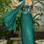 Dark green plain pure satin saree with blouse