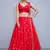 RED EMBROIDERED WITH MIRROR WORK ART SILK SEMI STITCHED WEDDING LEHENGA