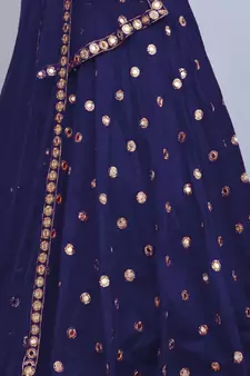 Divine Art Silk Mirror Work Navy Blue Lehenga Choli