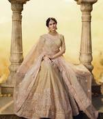 GOLDEN PEARL AND AARI EMBROIDERED NET FESTIVE & PARTY WEAR SEMI STITCHED BRIDAL LEHENGA