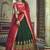 GREEN & RED SEQUINS,PEARL AND THREAD EMBROIDERED SOFT NET FESTIVE & PARTY WEAR SEMI STITCHED BRIDAL LEHENGA