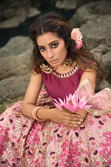 Light Peach Soft Net Lehenga Choli With Net Dupatta Semi-Stitched