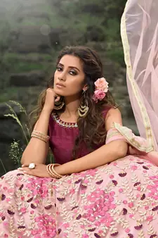 Light Peach Soft Net Lehenga Choli With Net Dupatta Semi-Stitched