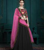 BLACK SEQUINS AND THREAD EMBROIDERED GEORGETTE FESTIVE & PARTY WEAR SEMI STITCHED LEHENGA