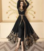 Black Slit Style Zari Embroidered Anarkali Pant Suit