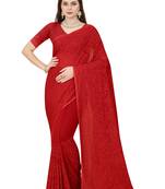 Red embroidered georgette saree with blouse