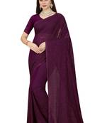 Purple embroidered georgette saree with blouse