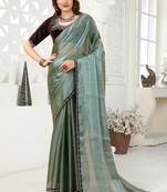 Green embroidered silk saree with blouse