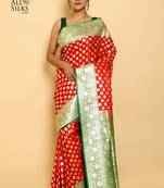 Red Banarasi Silk Saree With Blouse Piece