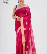 Pink Chanderi Silk Saree With Blouse Piece