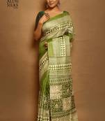 Light Green Tussar Silk Saree With Blouse Piece