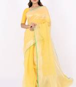 Light Yellow Net Saree With Blouse Piece