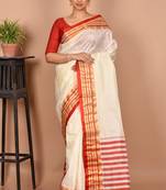 Cream Garad Silk Saree Without Blouse Piece