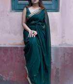Ankita Roy In Bottle Green Chiffon Saree With Blouse Piece