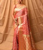 Pink Tanchoi Banarasi Saree With Blouse Piece