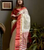 Ankita Roy In Off White Garad Saree Without Blouse Piece