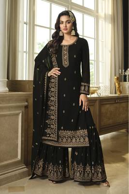 Black embroidered faux georgette salwar 1