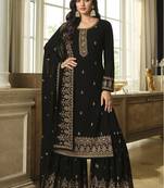 Black embroidered faux georgette salwar