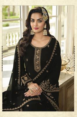 Black embroidered faux georgette salwar 2