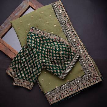Green Dori Zari And Sequins Embroidered Designer Organza Silk Bridal Wedding Saree For Women 3