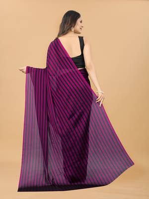 Purple Printed Georgette Saree With Blouse 4